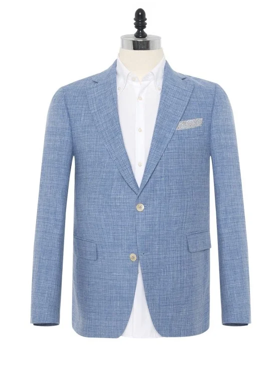 Carl Gross Blue Guabello Wool Linen Sharp Fit Men's Jacket - Carl Gross