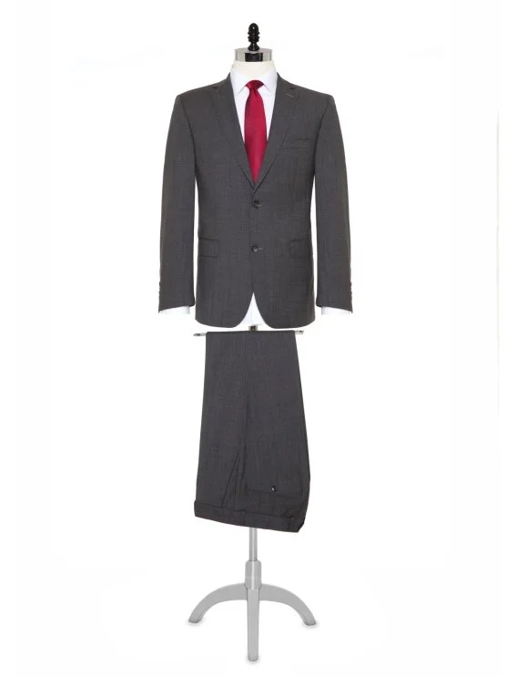 Carl Gross Gray Marzotto Filafil Texture Wool Modern Fit Suit - Carl Gross