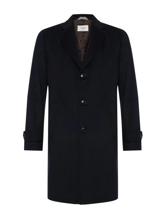 Carl Gross Navy Blue Wool Cashmere Men's Coat - Carl Gross