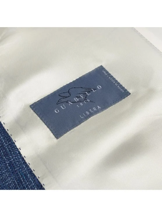 Carl Gross Navy Blue Guabello Wool Linen Sharp Fit Men's Jacket - Carl Gross
