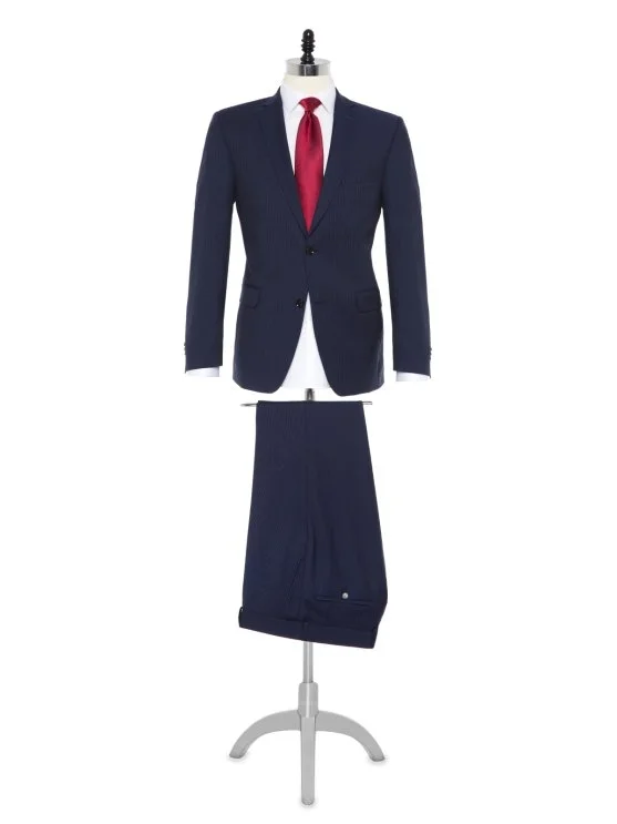 Carl Gross Reda Super 110'S Light Blue Striped Wool Suit - Carl Gross