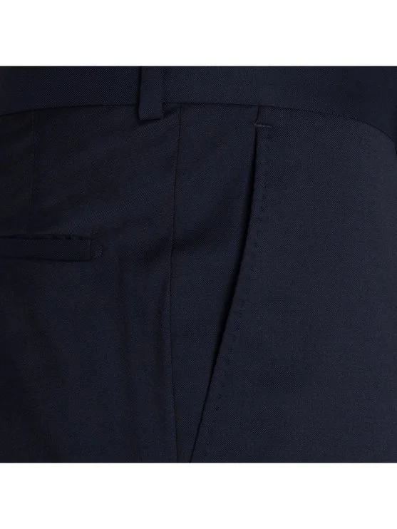 Carl Gross Vitale Barberis Navy Blue Gabardine Pure Wool Trousers - Carl Gross