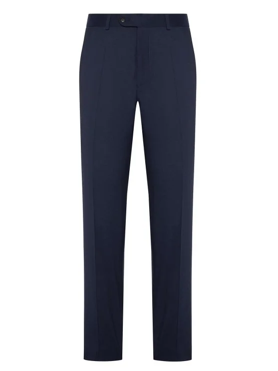 Carl Gross Vitale Barberis Navy Gabardine Pure Wool Trousers - Carl Gross