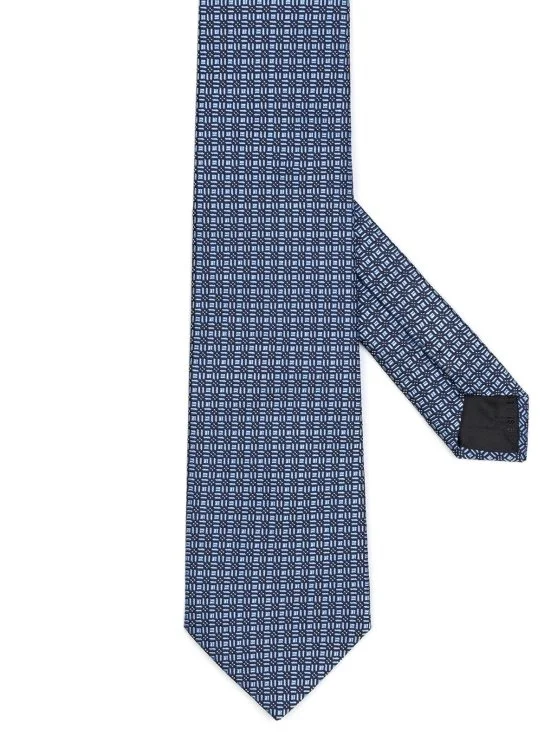 Cerruti Blue, Navy Blue Patterned Jacquard Silk Tie - Cerruti 