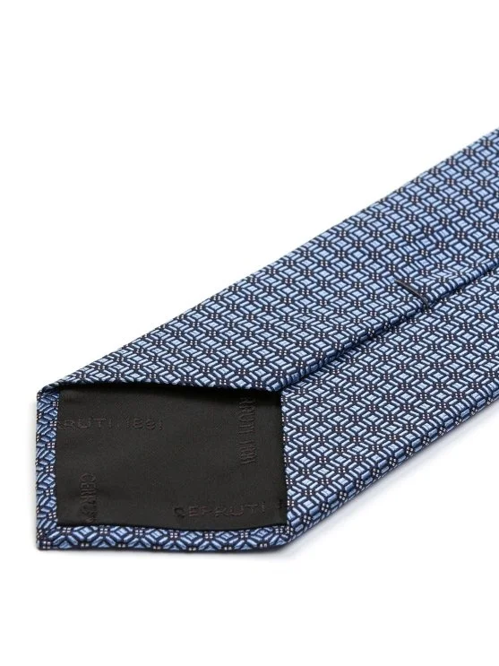 Cerruti Blue, Navy Blue Patterned Jacquard Silk Tie - Cerruti 