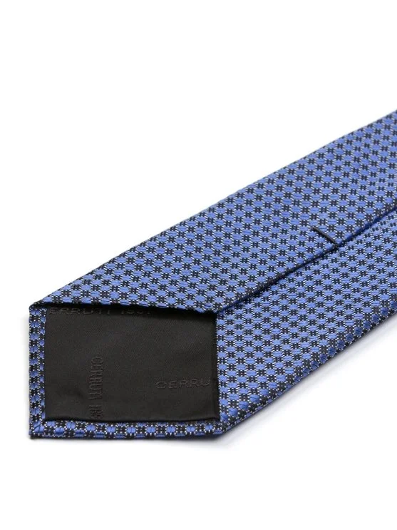 Cerruti Blue, Navy Blue Textured Jacquard Silk Tie - Cerruti 