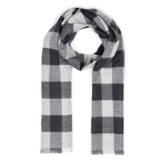 Cerruti Smoke Gray Checked Wool Scarf - Cerruti 