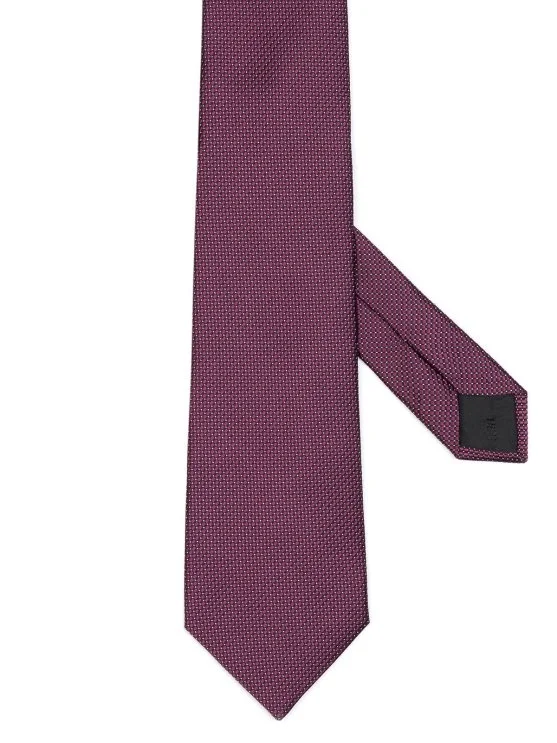Cerruti Burgundy Micro Patterned Jacquard Silk Tie - Cerruti 