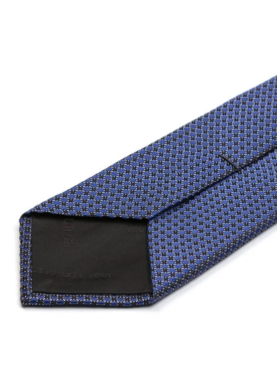 Cerruti Navy Blue, Blue Textured Jacquard Silk Tie - Cerruti 