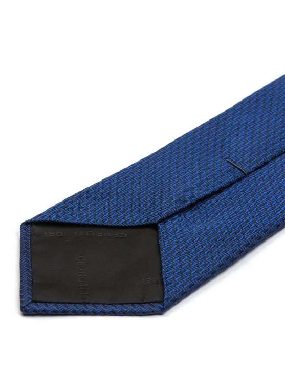 Cerruti Navy Blue Patterned Jacquard Silk Tie - Cerruti 