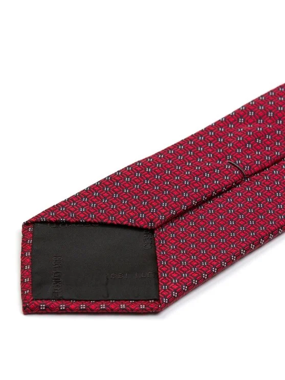 Cerruti Red, Navy Blue Patterned Jacquard Silk Tie - Cerruti 
