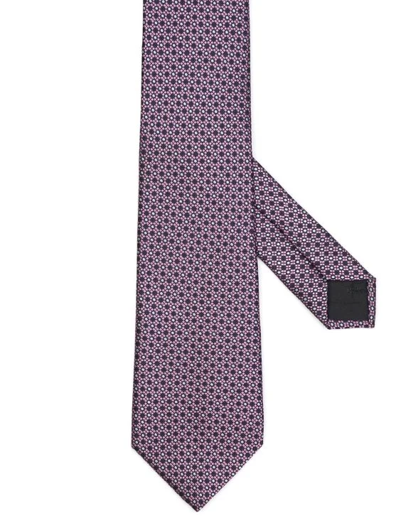 Cerruti Dusty Rose, Navy Blue Textured Jacquard Silk Tie - Cerruti 