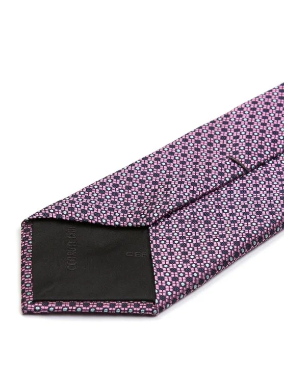 Cerruti Dusty Rose, Navy Blue Textured Jacquard Silk Tie - Cerruti 