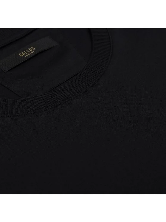 Gallus Black Knitted Crew Neck Mercerized Regular Fit T-Shirt - Gallus