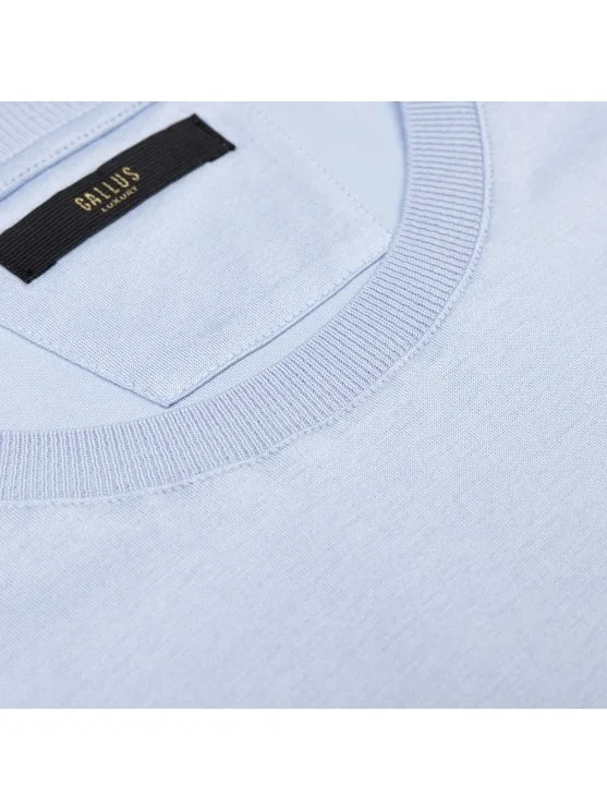 Gallus Blue Knitted Crew Neck Regular Fit Mercerized T-Shirt - Gallus