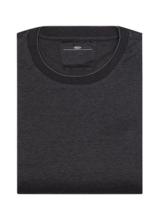 Gallus Grey Melange Slim Fit Knitted Crew Neck Cotton Long Sleeve T-Shirt - Gallus