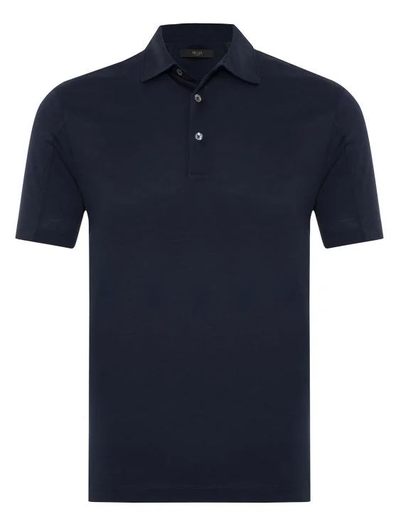 Gallus Navy Blue Shirt Collar Mercerized Regular Fit T-Shirt - Gallus