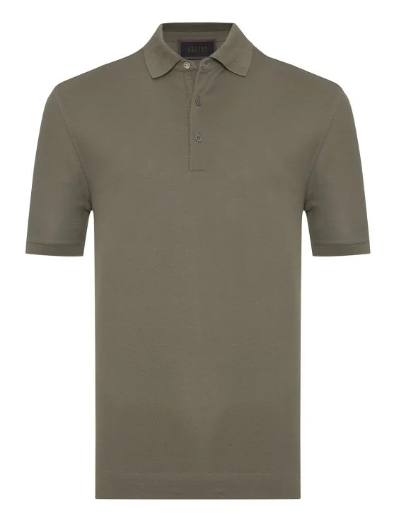 Gallus Olive Green Polo Collar Pique Cotton Regular Fit T-Shirt - Gallus