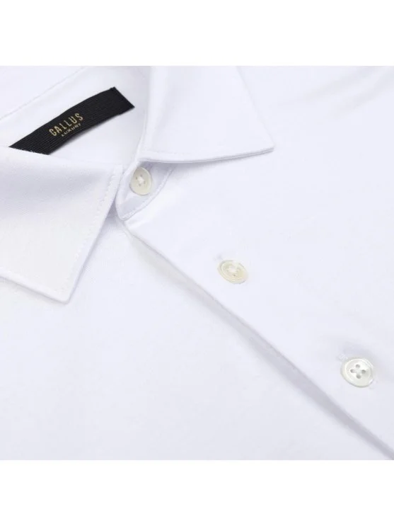 Gallus White Shirt Collar Mercerized Regular Fit T-Shirt - Gallus