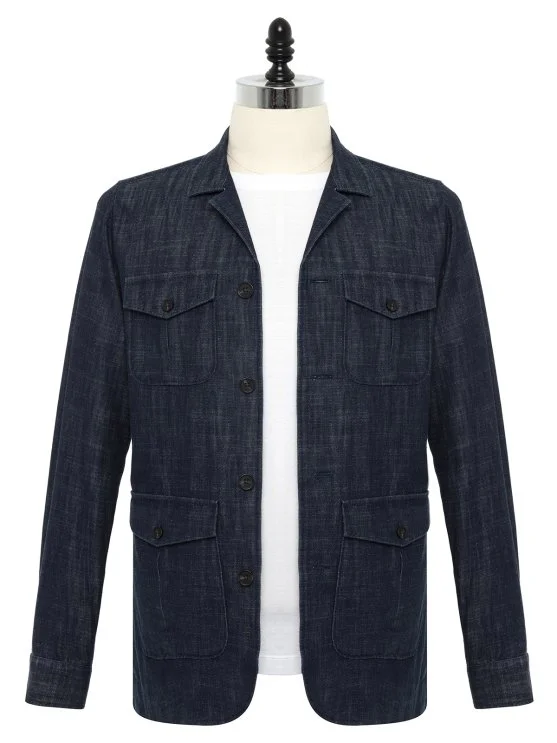 Germirli Albiate Selvedge Denim Tailor Fit Pure Cotton Utility Jacket Shirt - Germirli 