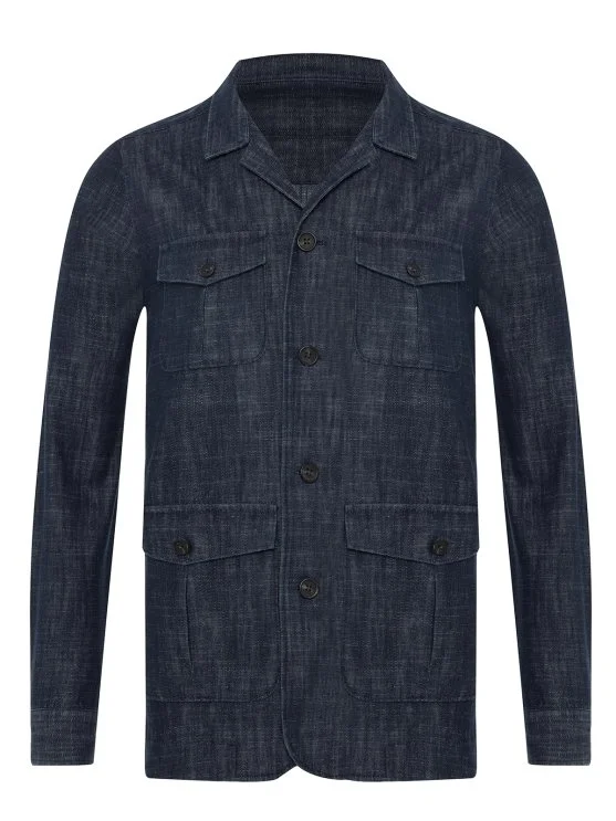 Germirli Albiate Selvedge Denim Tailor Fit Pure Cotton Utility Jacket Shirt - Germirli 