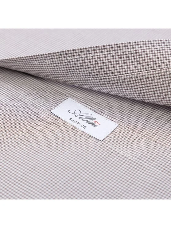 Germirli Albini Exclusive Brown Gingham Button-Down Collar Tailor Fit Cotton Shirt - Germirli 