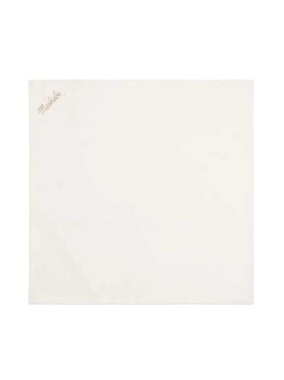 Germirli Beige Hello Embroidered Tencel Cotton Handkerchief - Germirli 