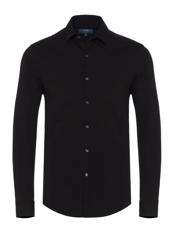 Germirli Black Cotton 3D Germirli Slim Fit Active Shirt - Germirli 