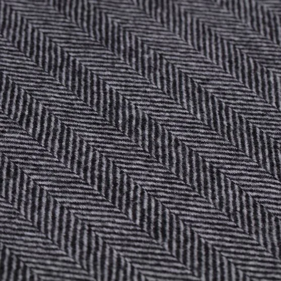 Germirli Black Grey Herringbone Wool Scarf - Germirli 