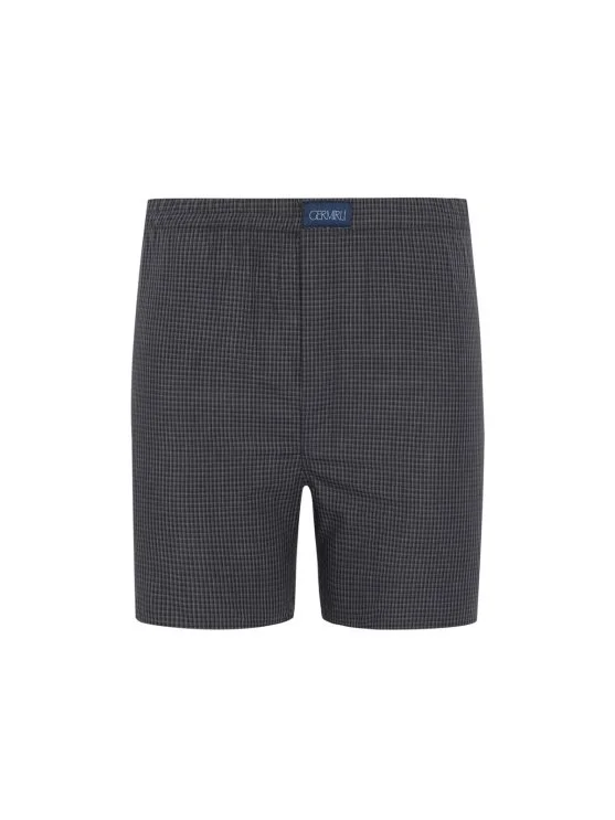 Germirli Black, Gray Small Checkered Cotton Boxer Shorts - Germirli 