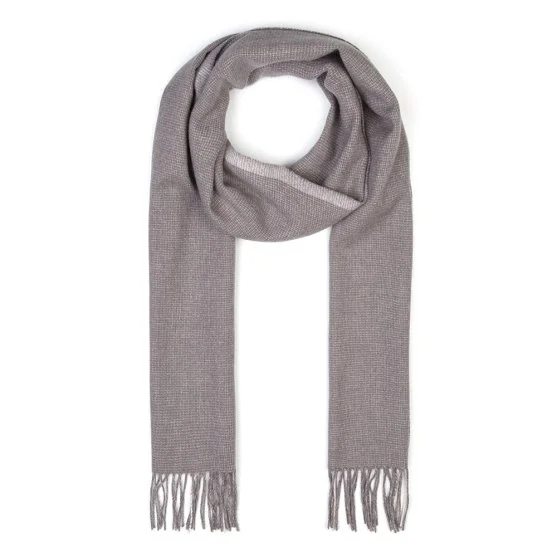 Grey Micro Patterned Wool Scarf with Germirli - Germirli 