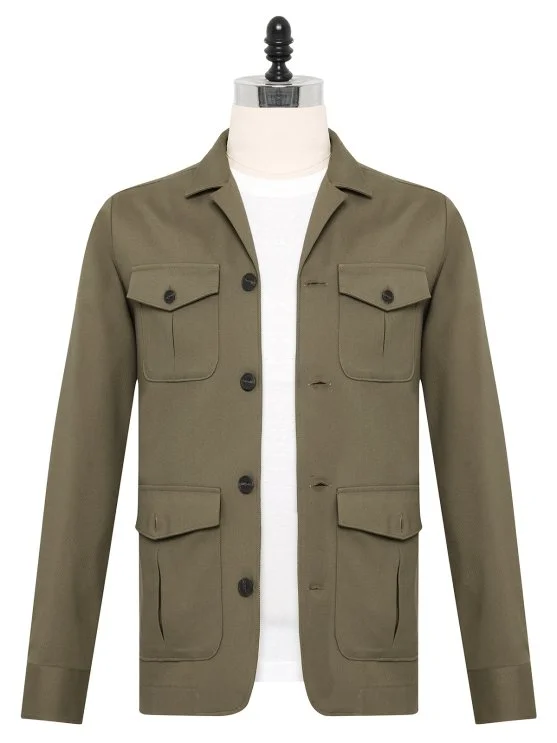 Germirli Khaki Color Utility Flap Pocket Cotton Jacket Shirt - Germirli 