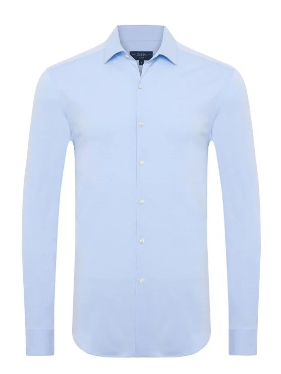Germirli Light Blue Soft Collar Albini 3D Germirli Slim Fit Active Textured Shirt - Germirli 