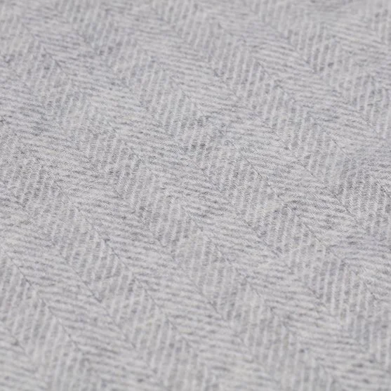 Light Grey Herringbone Wool Scarf with Germirli - Germirli 