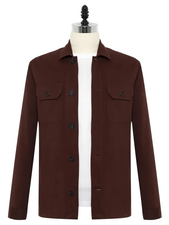 Germirli Claret Red Tailor Fit Relaxed Fit Cotton Jacket Shirt - Germirli 