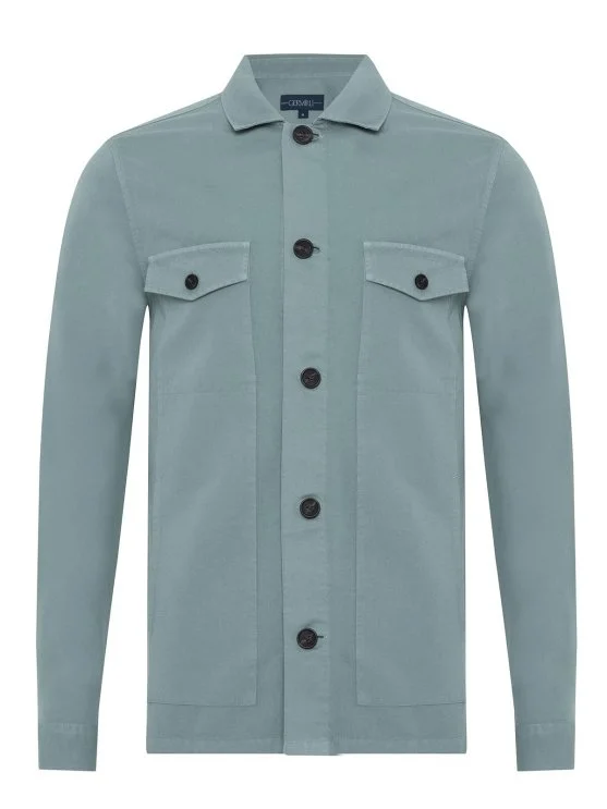 Germirli Mineral Green Vintage Side Pocket Cotton Linen Jacket Shirt - Germirli 