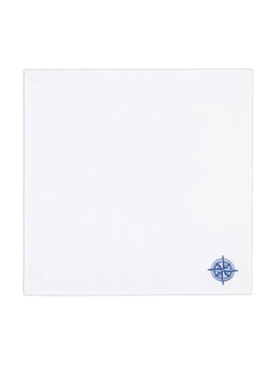 Germirli Poplin Cotton Handkerchief with Embroidered Compass in Navy Blue Color - Germirli 