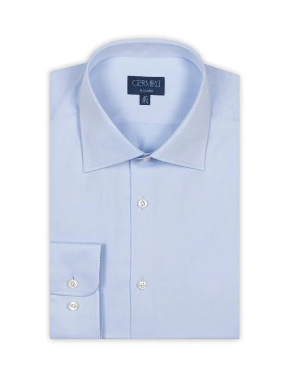 Germirli Non Iron Light Blue Twill Tailor Fit Shirt - Germirli 