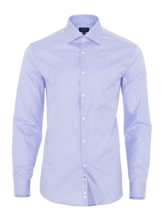 Non Iron Blue Twill Classic Collar Tailor Fit Journey Shirt with Germirli - Germirli 