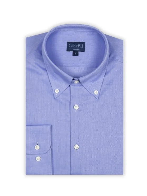 Germirli Non Iron Dark Blue Oxford Button-down Collar Tailor Fit Shirt - Germirli 