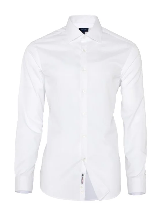 Non Iron White Oxford Classic Collar Tailor Fit Journey Shirt with Germirli - Germirli 