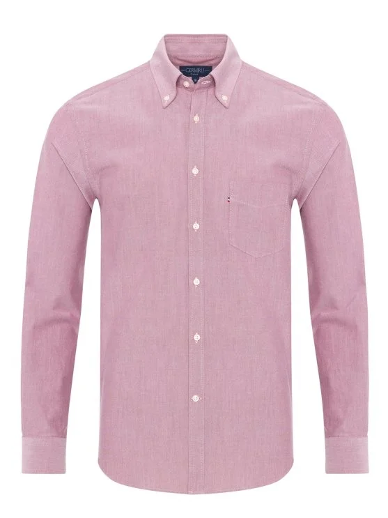 Germirli Red Button-down Collar Pocket Tailor Fit Sport Oxford Men's Shirt - Germirli 