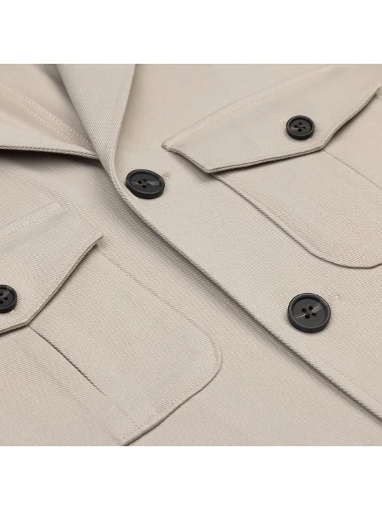 Germirli Sand Beige Color Utility Flap Pocket Cotton Jacket Shirt - Germirli 