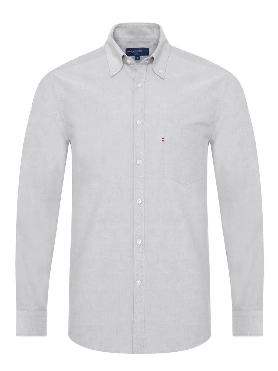 Germirli Stone Color Button-Down Collar Pocket Tailor Fit Sport Oxford Men's Shirt - Germirli 