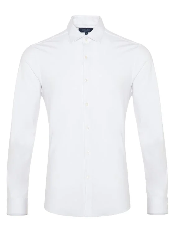Germirli White Cotton 3D Germirli Slim Fit Active Shirt - Germirli 