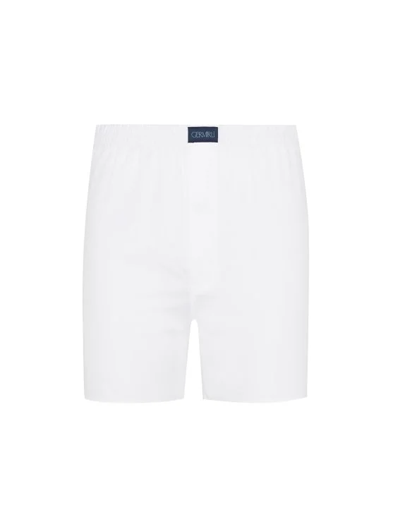 Germirli White Satin Texture Cotton Boxer Shorts - Germirli 