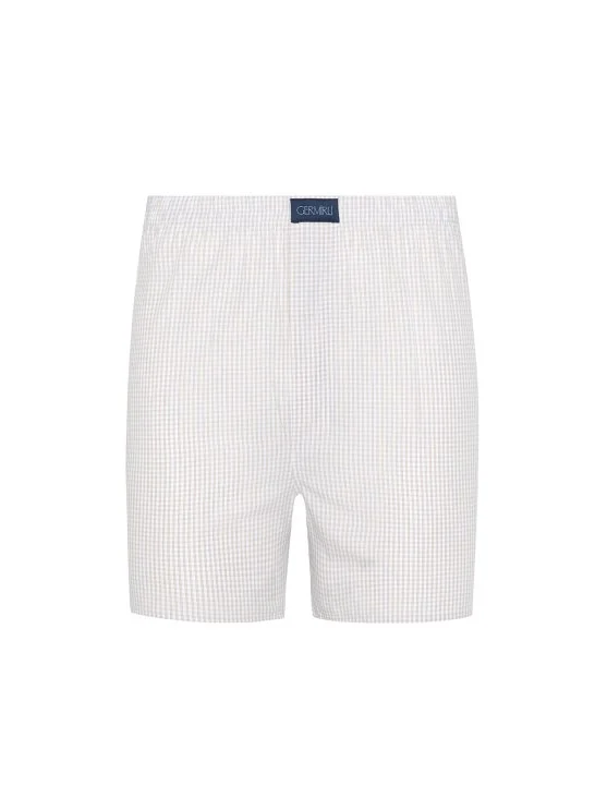 Germirli White Yellow Checkered Cotton Boxer Shorts - Germirli 