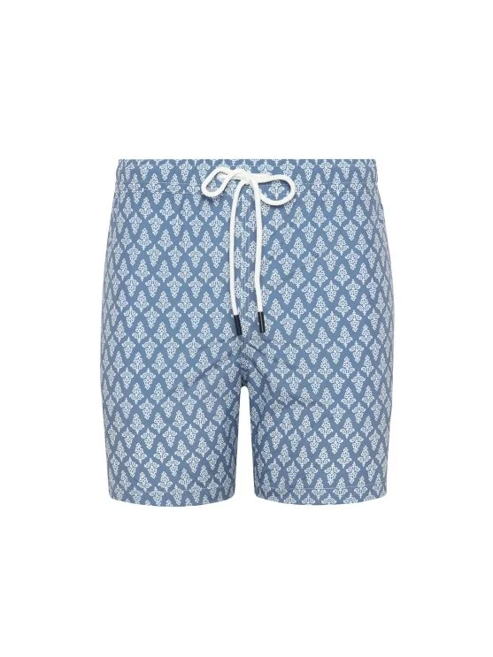 Gran Sasso Blue Leaf Patterned Micro Fiber Recyled Swimsuit - Gran Sasso