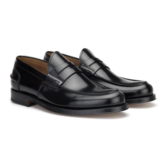 Green George Black Leather Leather Sole Loafer Italian Shoes - Green George
