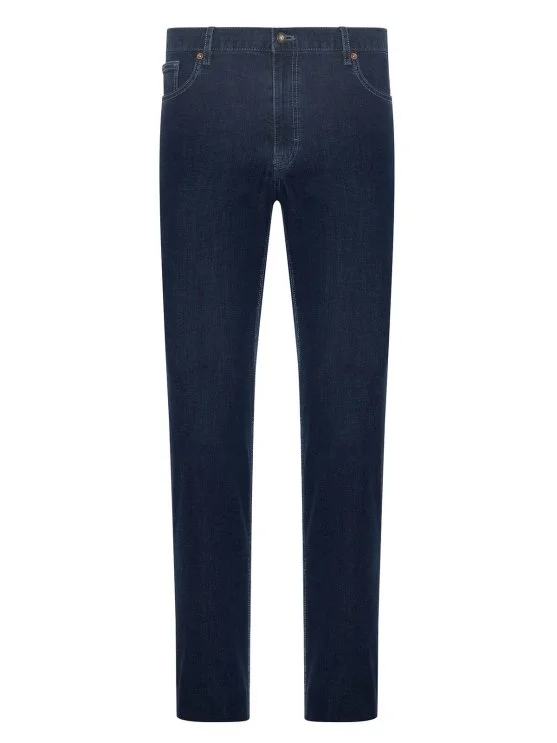 Hiltl 5 Pocket Slim Indigo Navy Blue Fit Cotton Elastane Denim Trousers - Hiltl